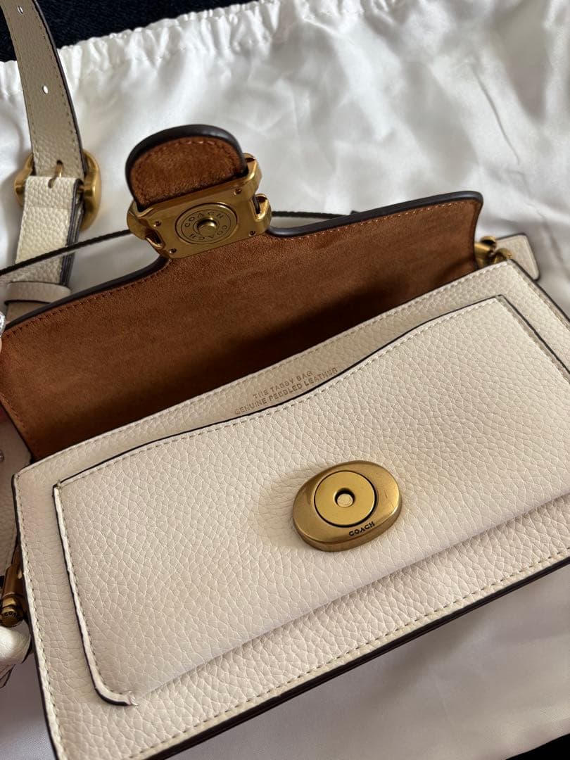 【美品】COACH タビー ショルダーバッグ アイボリー レザー 2WAY