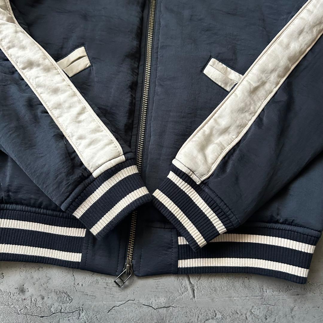 森星着用 刺繍 人気 スカジャン ネイビー ハワイ ローズバッド