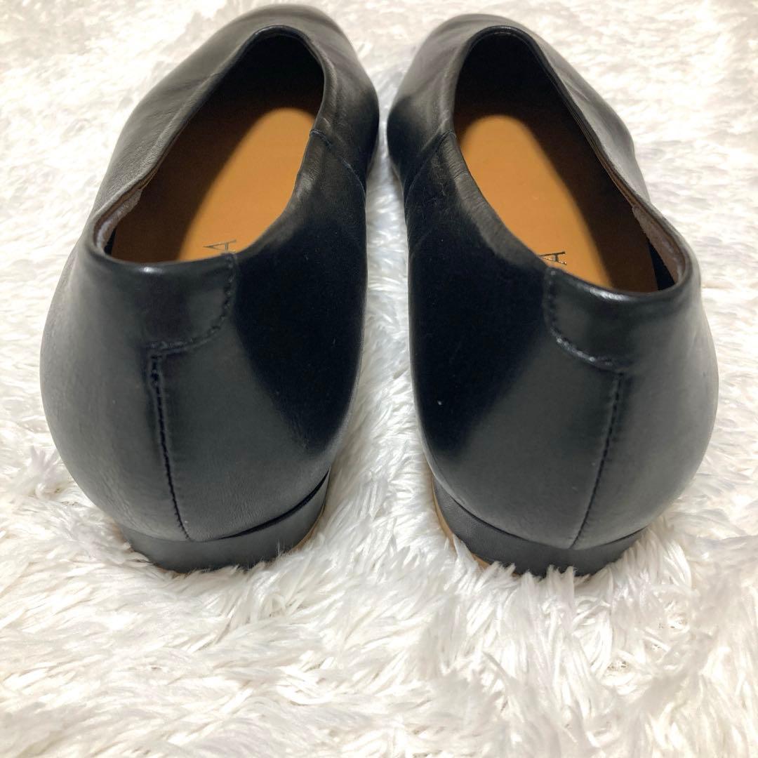 未使用級　ダイアナ　フラットシューズ　レザー　ブラック　ポインテッドトゥ　日本製
