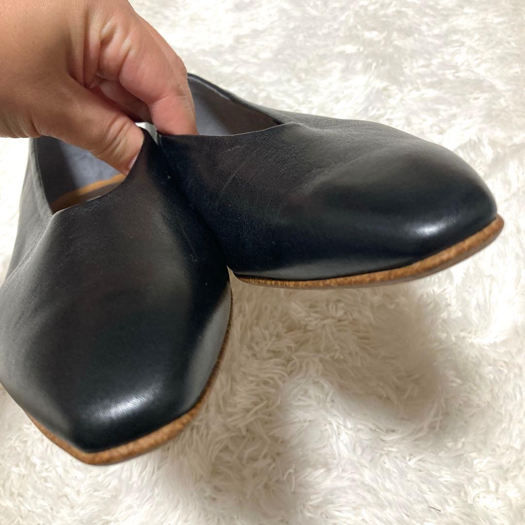 未使用級　ダイアナ　フラットシューズ　レザー　ブラック　ポインテッドトゥ　日本製