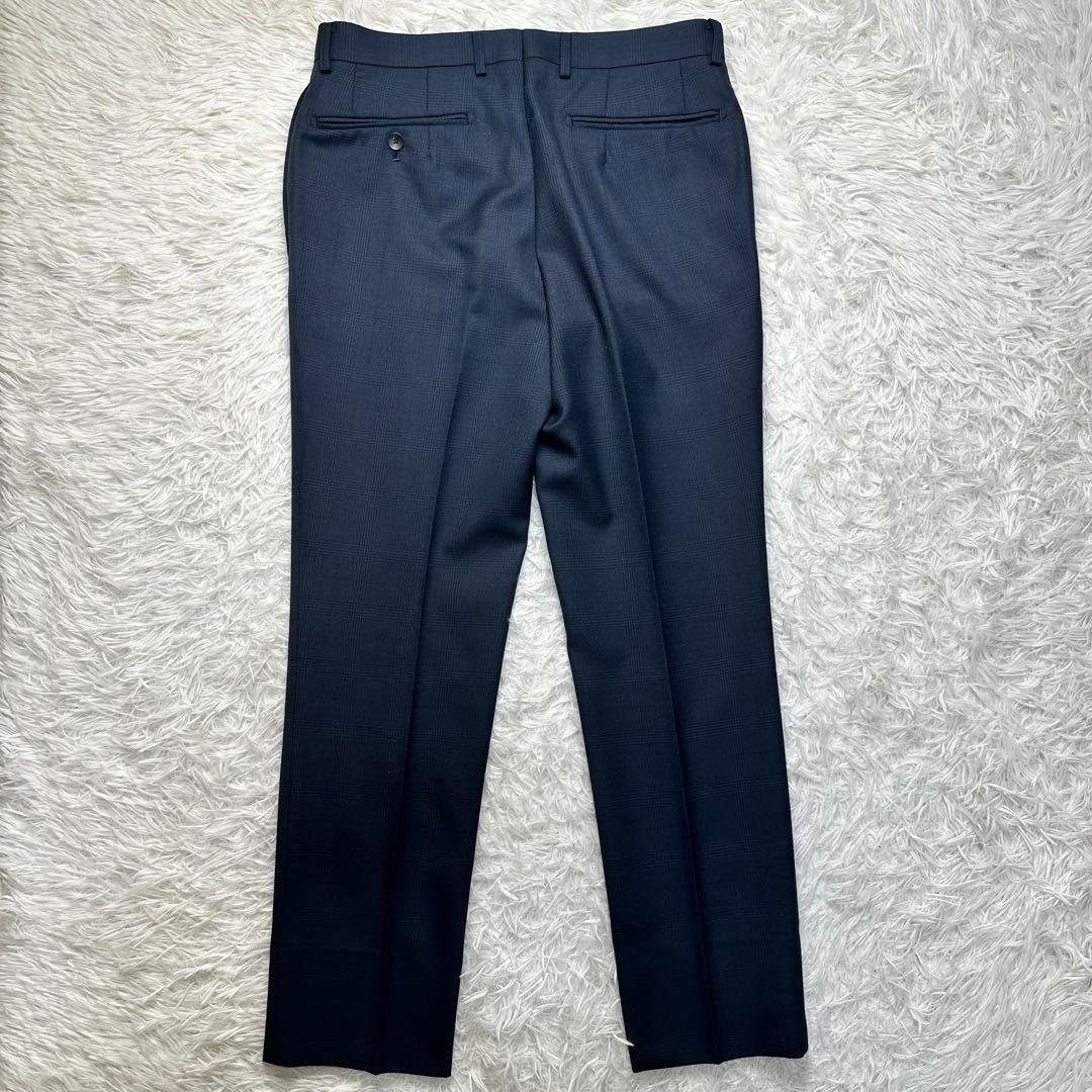 未使用級 スーツセレクト スリーピース ペンチェック ネイビー ウール混 Y6