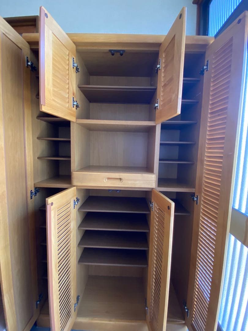 木製大型靴箱 鏡付き
