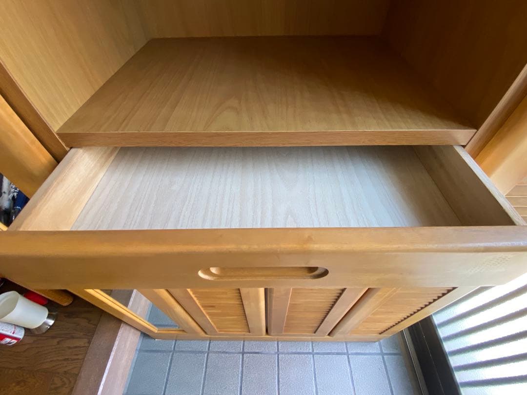 木製大型靴箱 鏡付き