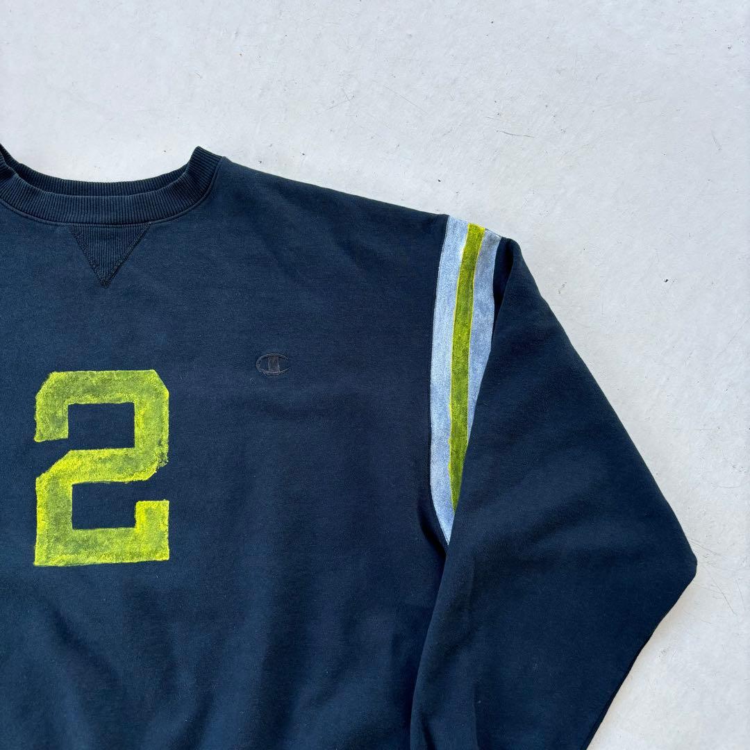 チャンピオン ペイント加工 スウェット ナンバリング 黒 ブラック 常田大希