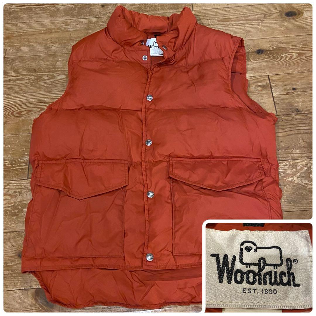 70年代 80年代Woolrich ウールリッチ 白タグオレンジ ダウンベスト