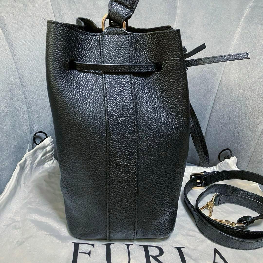 FURLAフルラ　コスタンザ　2way巾着バッグ/ショルダーバッグ　黒ブラック