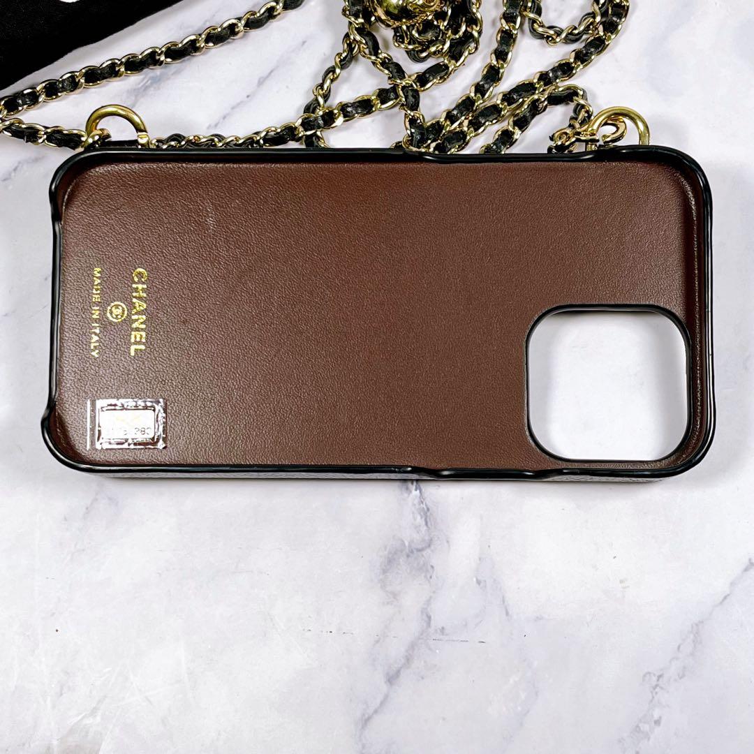✨美品✨ CHANEL スマホチェーンショルダー キャビアスキン ブラック 黒