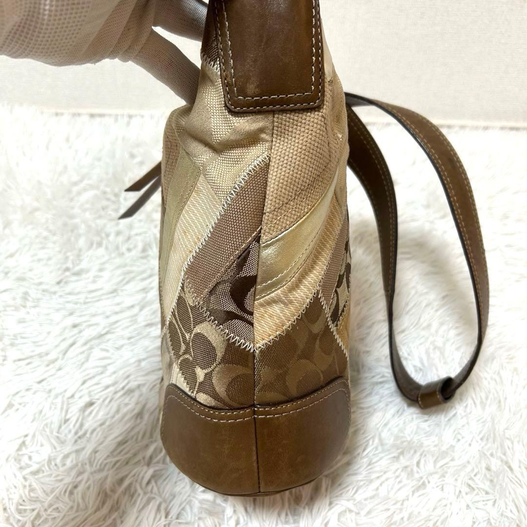 バッグ Coach Signature Patch Work Denim Bucket