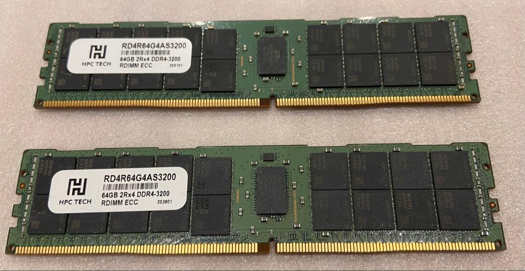 64GB DDR4-3200 RDIMM ECCメモリ 2枚