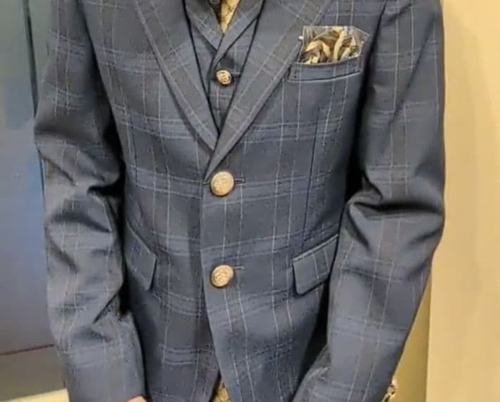 ネイビー チェック柄 スーツセット 150cm