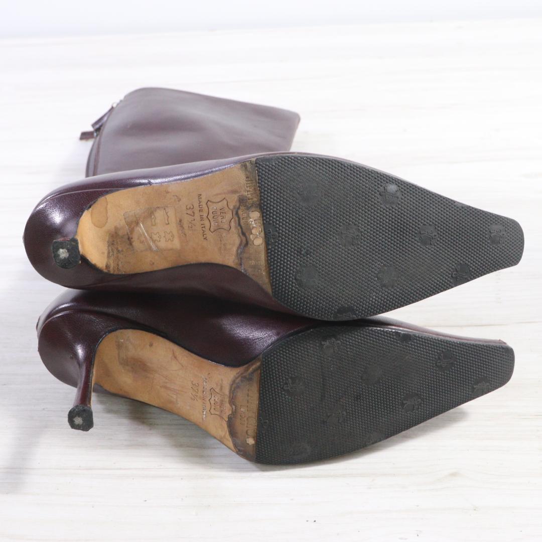 ◆ジミーチュウ　ロングブーツ　レザー　ブラウン　37 1/2 ジップアップ