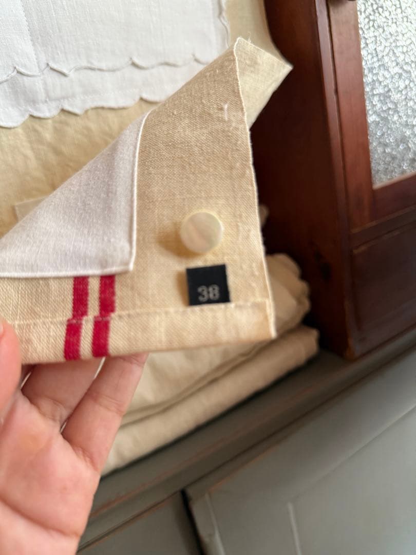 フランスアンティークஐ⋆*大人可愛いウォールポケット・リネン・花柄・刺繍