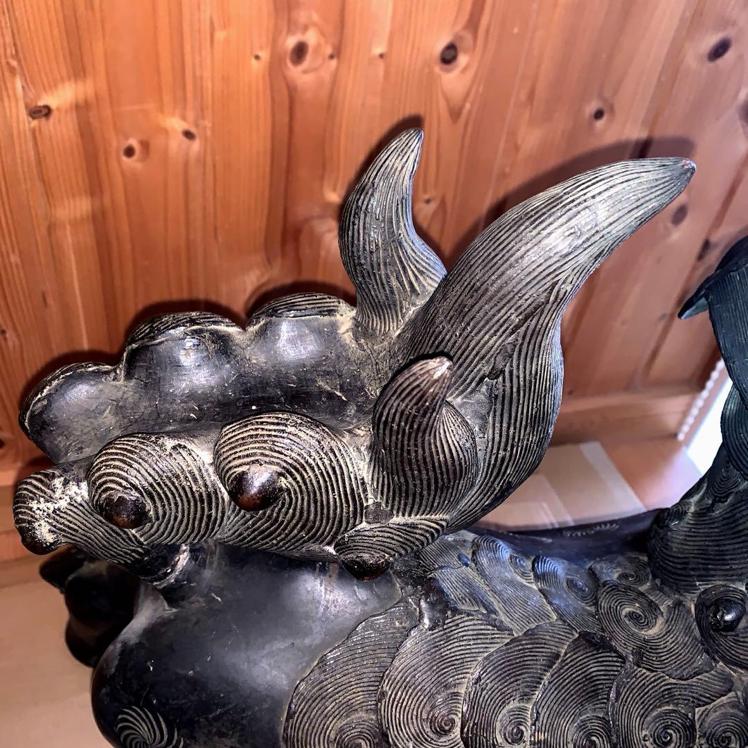アンティーク 鋳物 大型 玉獅子 香炉シーサー 約18kg 骨董品
