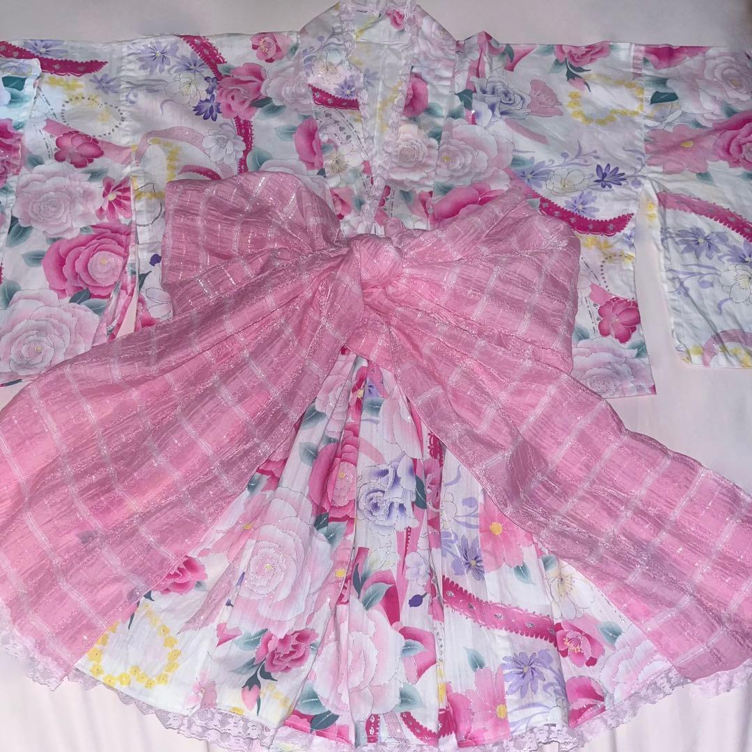 浴衣ドレス 姫ギャル 大人 白