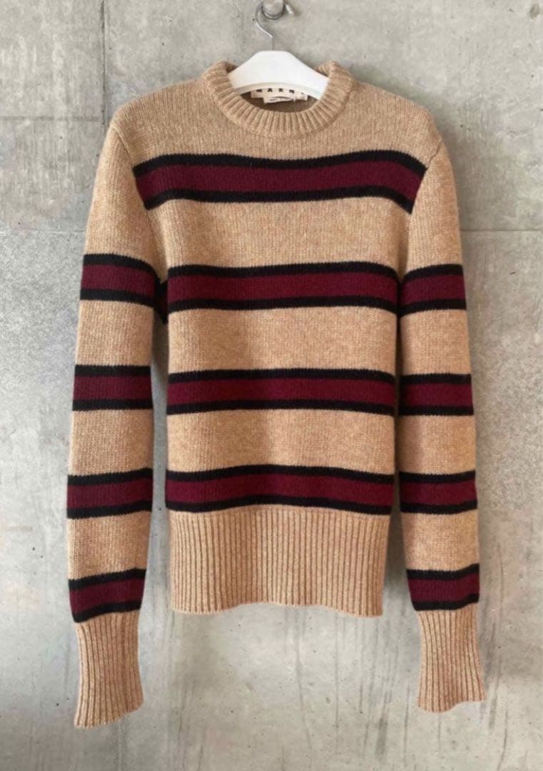MARNI ベージュ ストライプ ニット 44