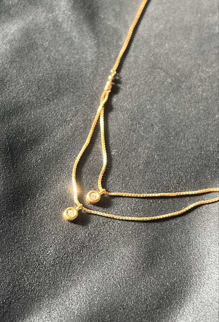 ダイアモンドトップ　ゴールドチェーンネックレス　k18