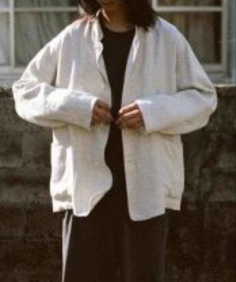 COMOLI リネンヘリンボーン スタンドカラージャケット