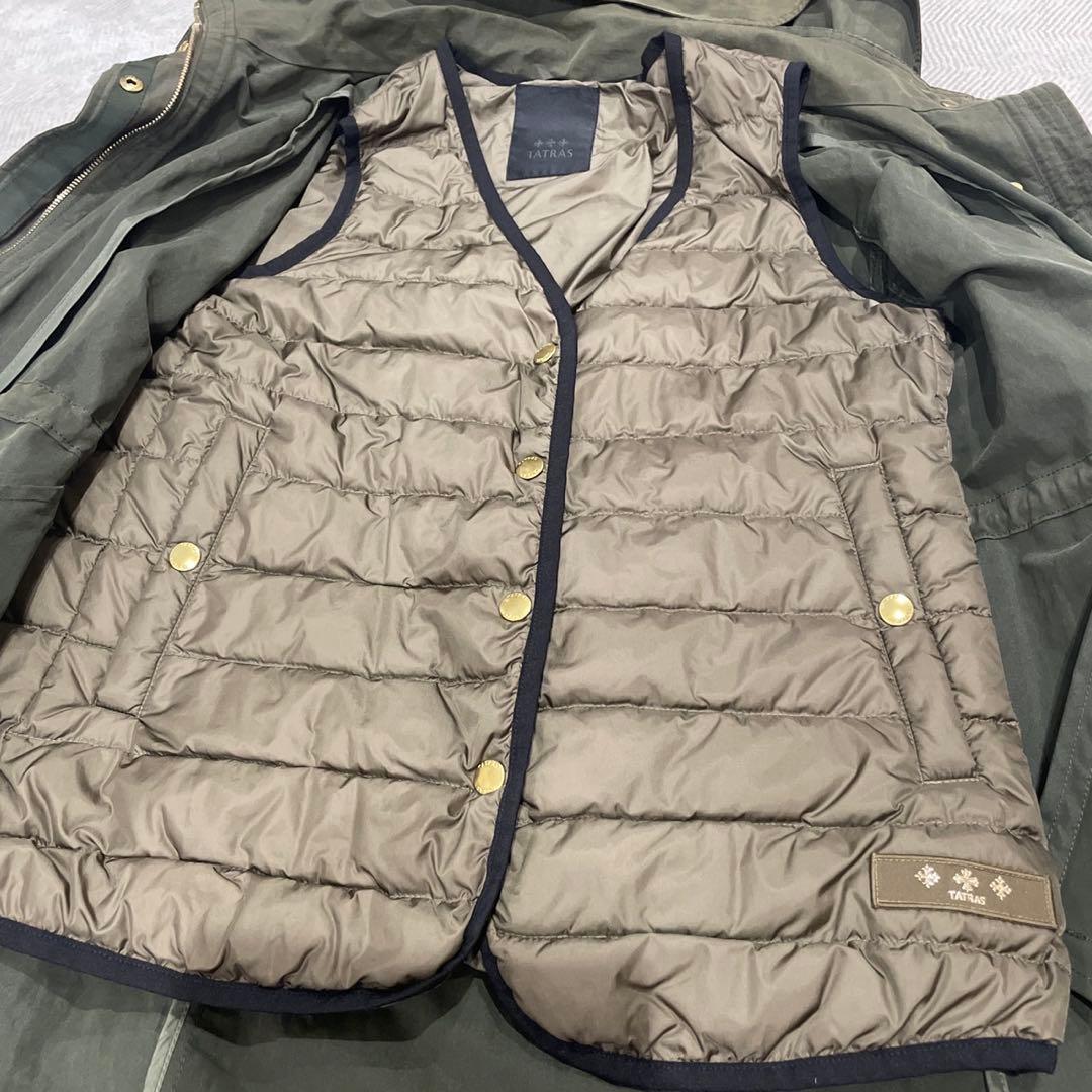 TATRAS タトラス　オリーブ モッズコート ダウンベスト、フード付き