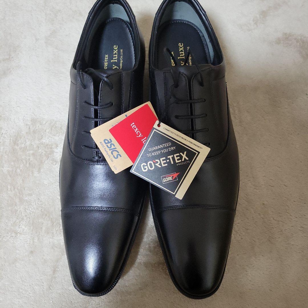 texcy luxe ASICS GORE-TEX ブラックドレスシューズ
