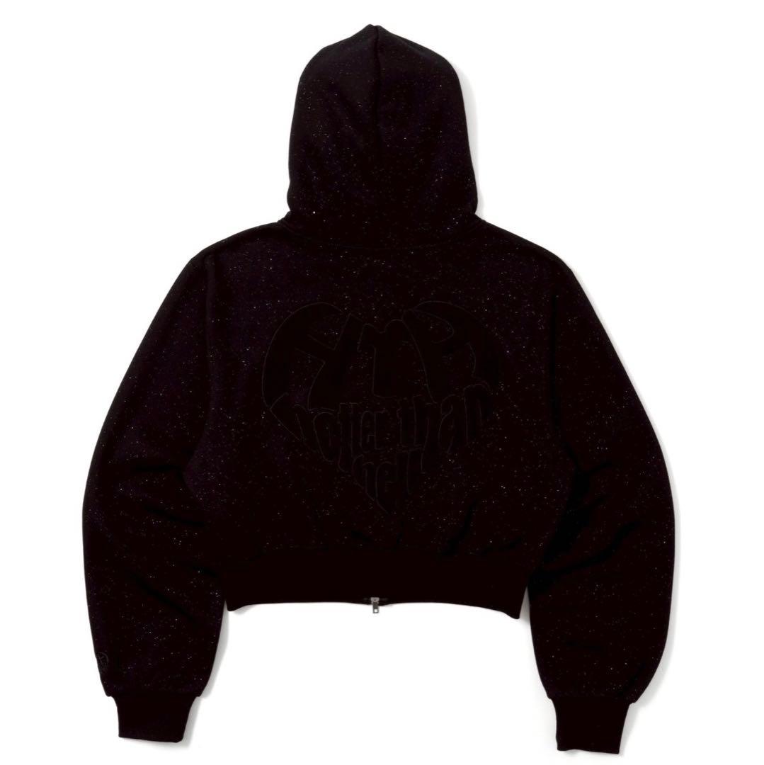HTH glitter heart logo ブラック パーカー
