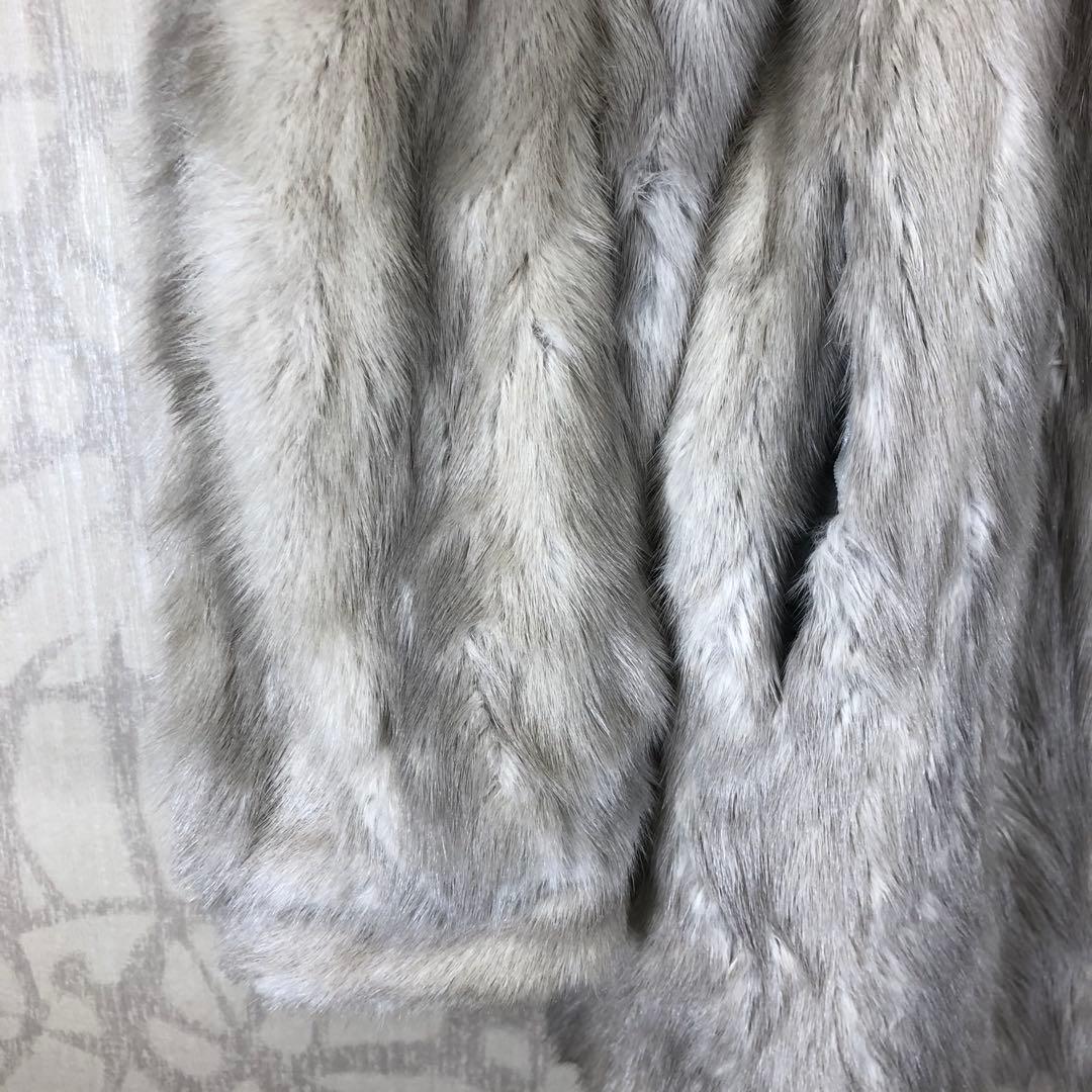 毛皮　ミンク感　グレー　ファーコート　高級感 R