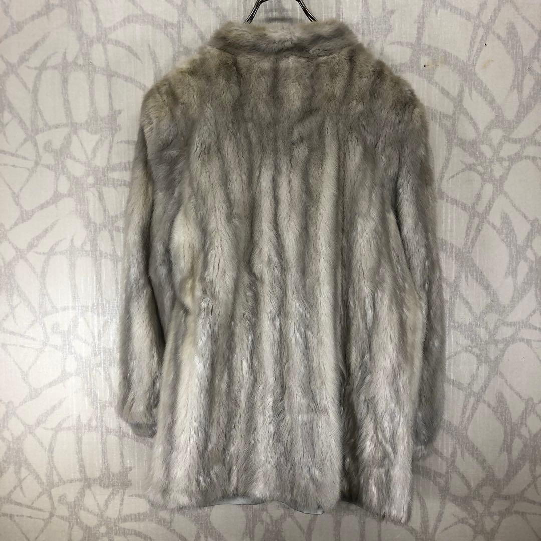 毛皮　ミンク感　グレー　ファーコート　高級感 R