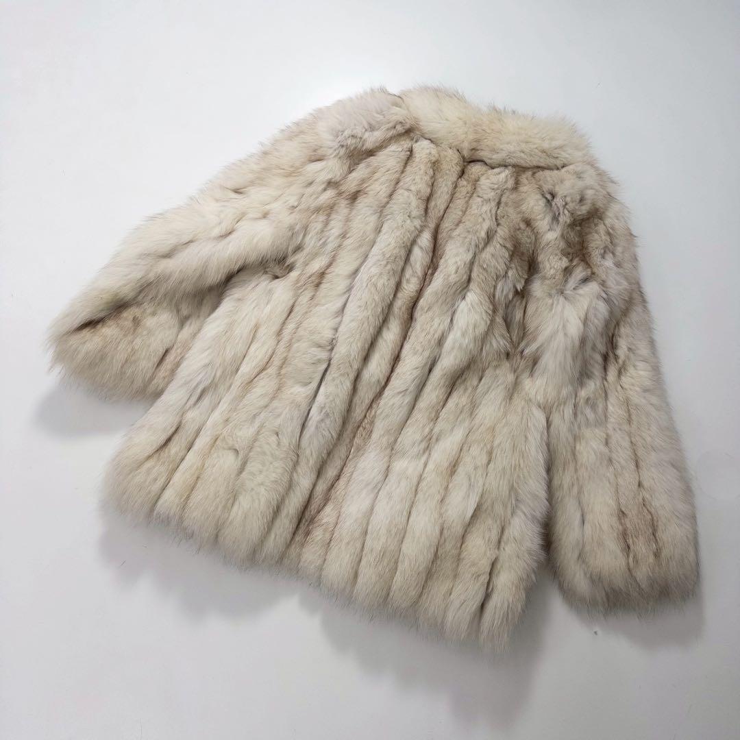 ふわふわ◎ブルーフォックス ファーコート 大きめサイズ　レディース　青狐　本毛皮
