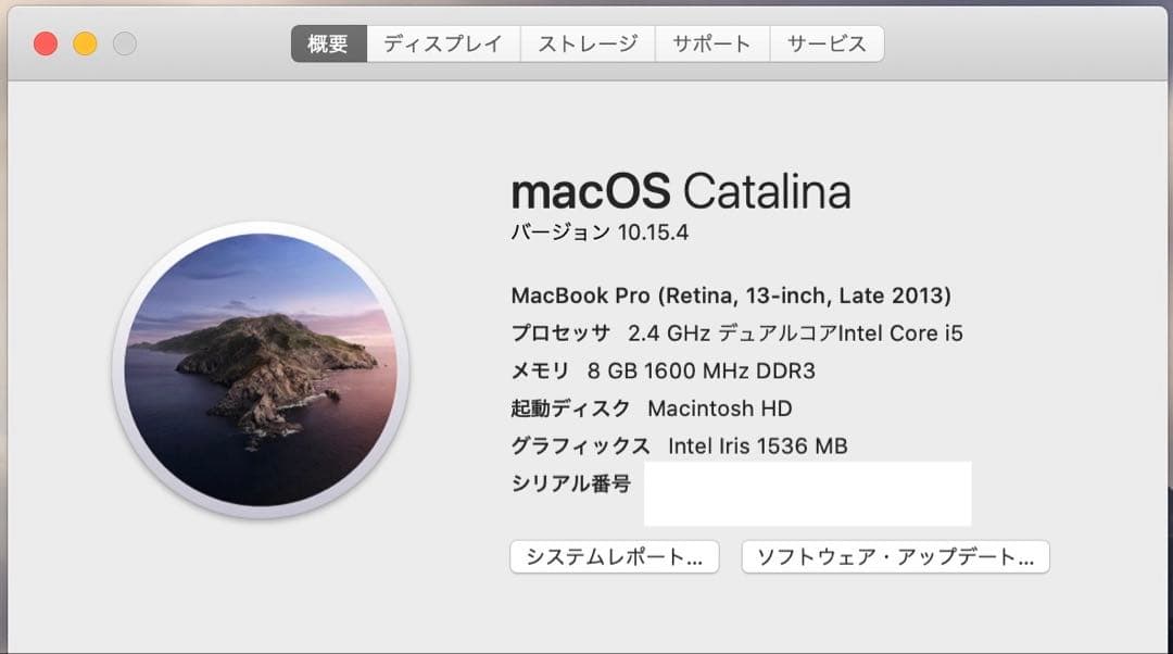 MacBook Pro Retina 13-inch ストレージ256GB