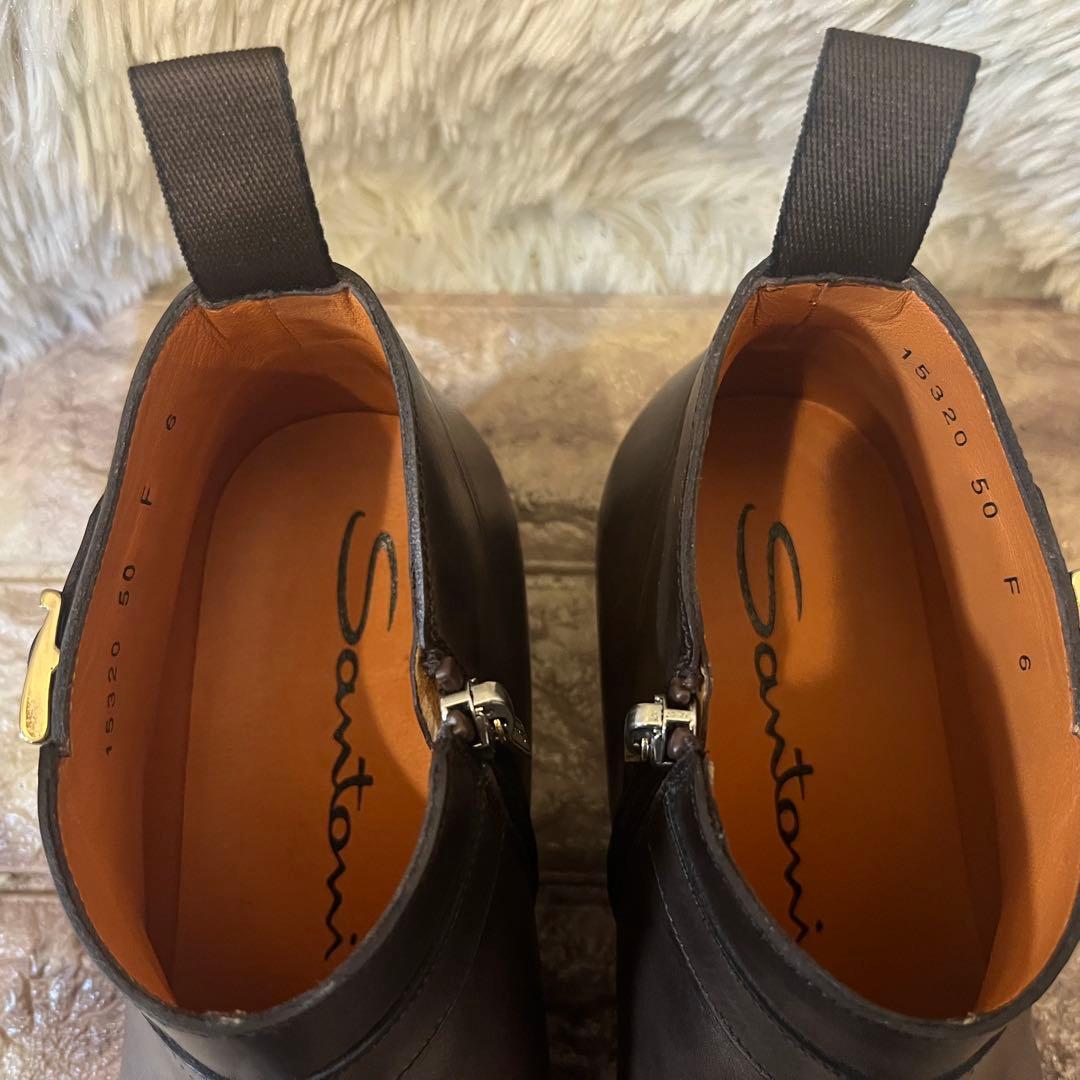 極美品　サントーニ　サイドジップ　ショートアンクル　ブーツ　24.5cm