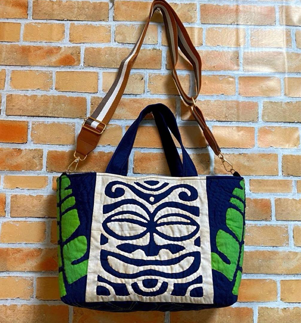 ハワイアンキルト2wayバッグ（ティキ）