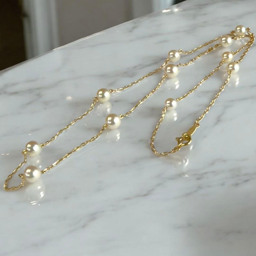 【未使用】ミキモト　花珠級　K18 ステーションパール　ネックレス　アコヤ