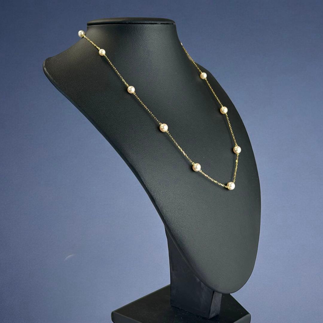 【未使用】ミキモト　花珠級　K18 ステーションパール　ネックレス　アコヤ