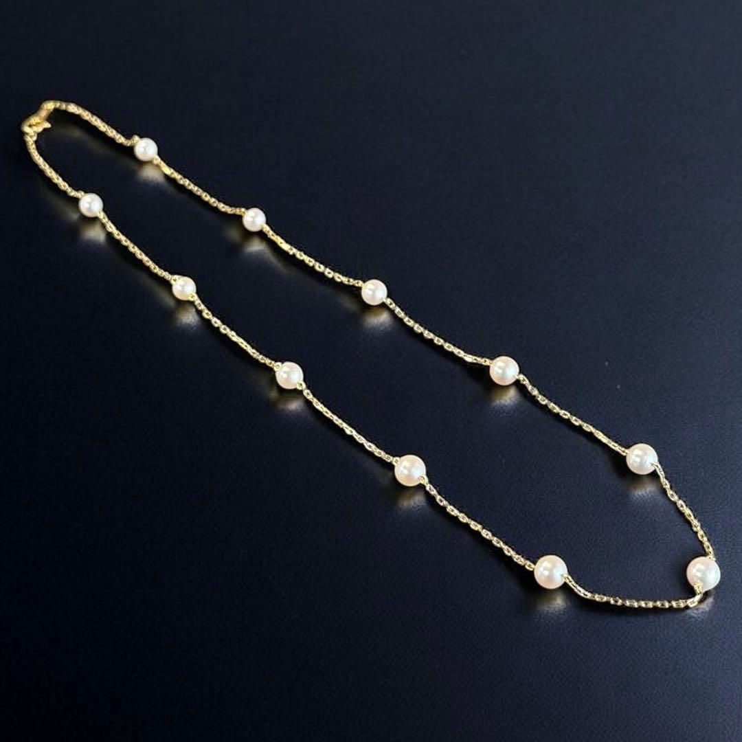 【未使用】ミキモト　花珠級　K18 ステーションパール　ネックレス　アコヤ