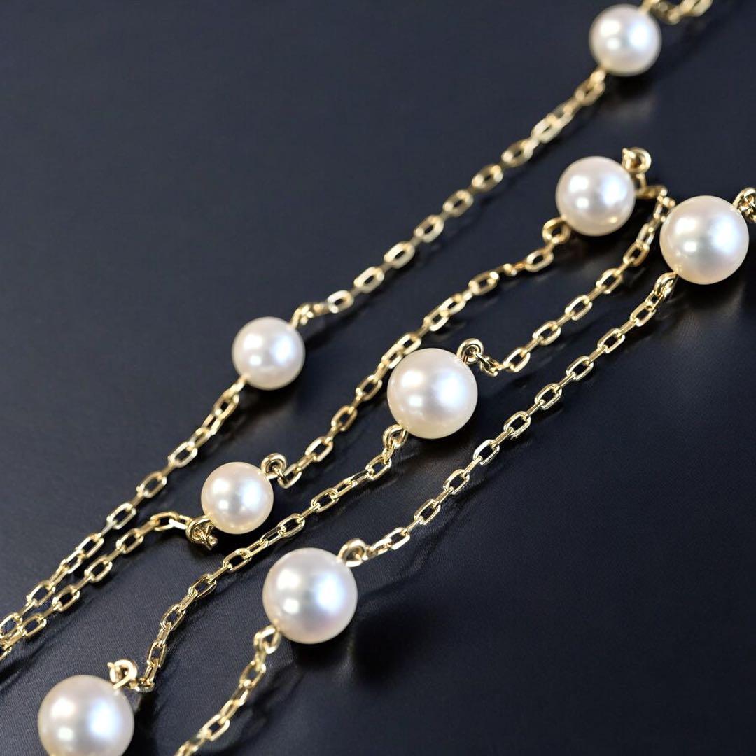 【未使用】ミキモト　花珠級　K18 ステーションパール　ネックレス　アコヤ