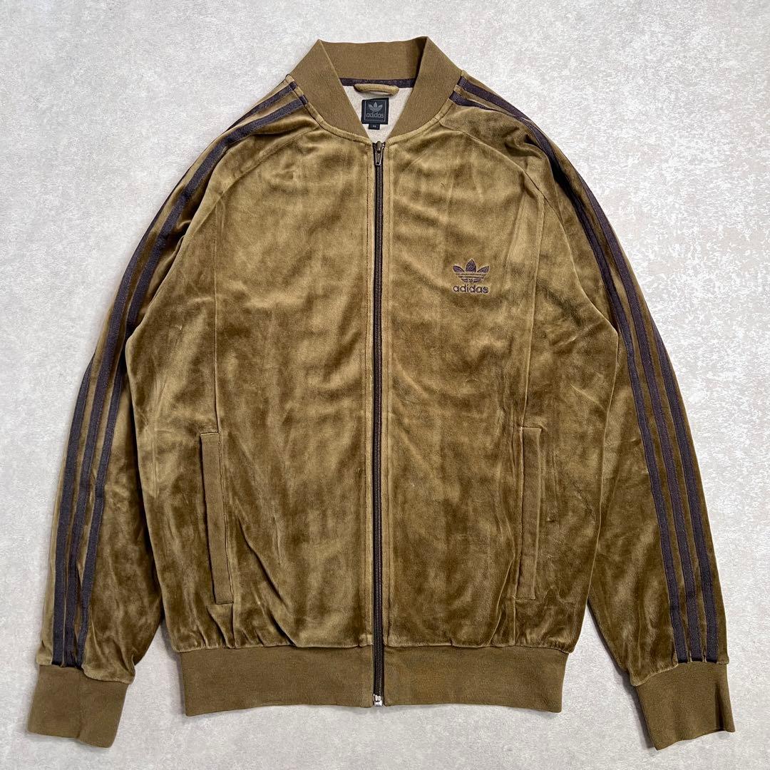 【極美品】00s adidasベロアジャージ トラックトップ カーキ XO