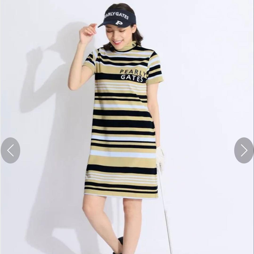 PEARLY GATES ストライプ ポロワンピース