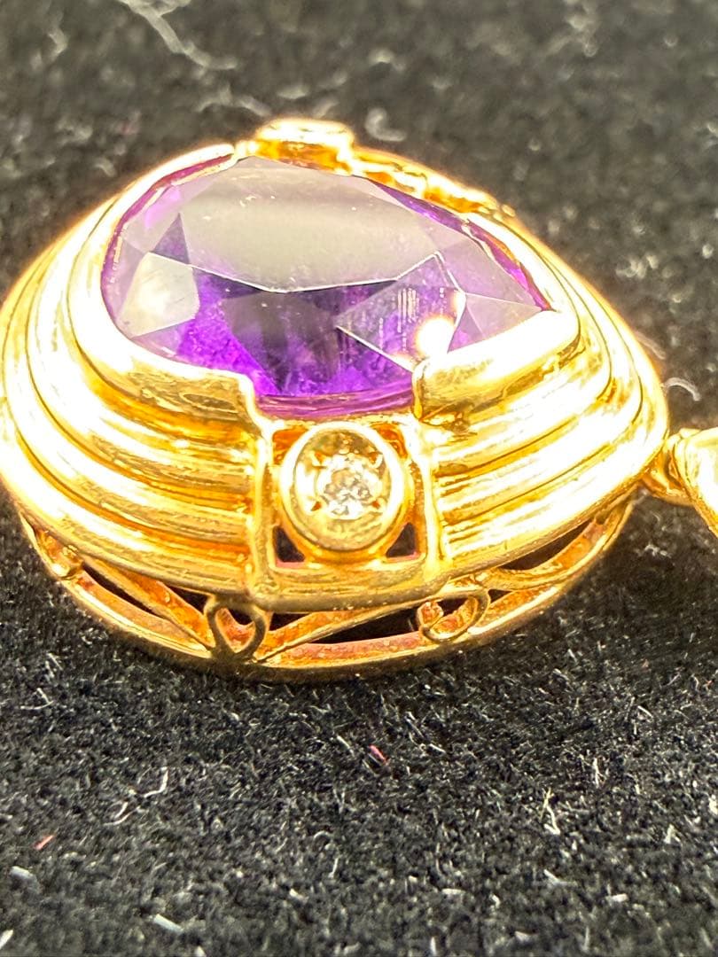 美品　K18 アメジスト ダイヤ ペンダントトップ