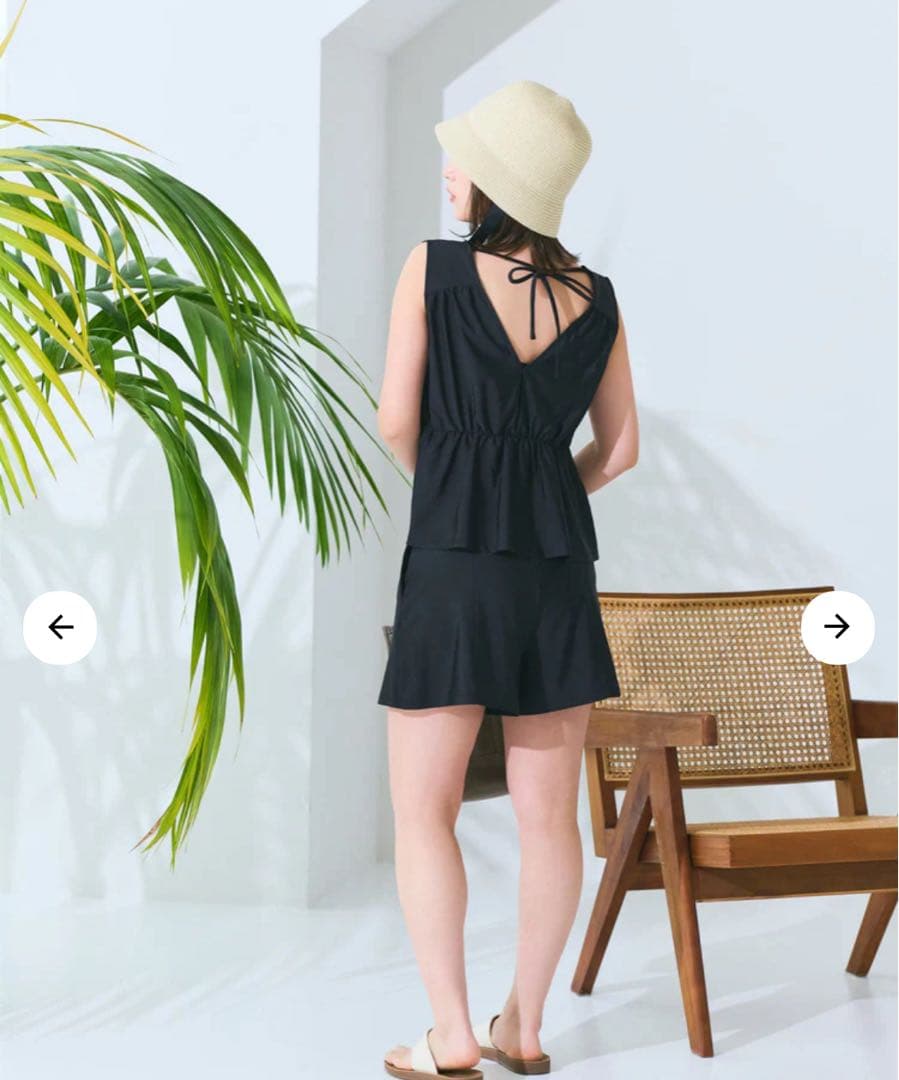 コヒナ　cohina バックリボン３ピーススウィムウェア　ブラック 水着