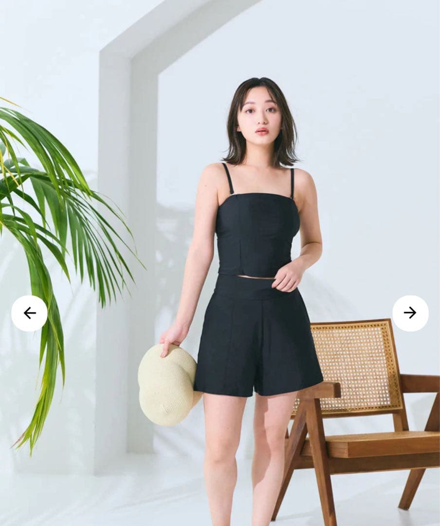 コヒナ　cohina バックリボン３ピーススウィムウェア　ブラック 水着