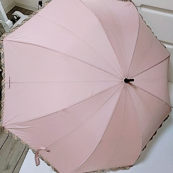 希少　バーバリー　長傘　晴雨兼用　日傘　ロゴ　ノバチェック　ピンク