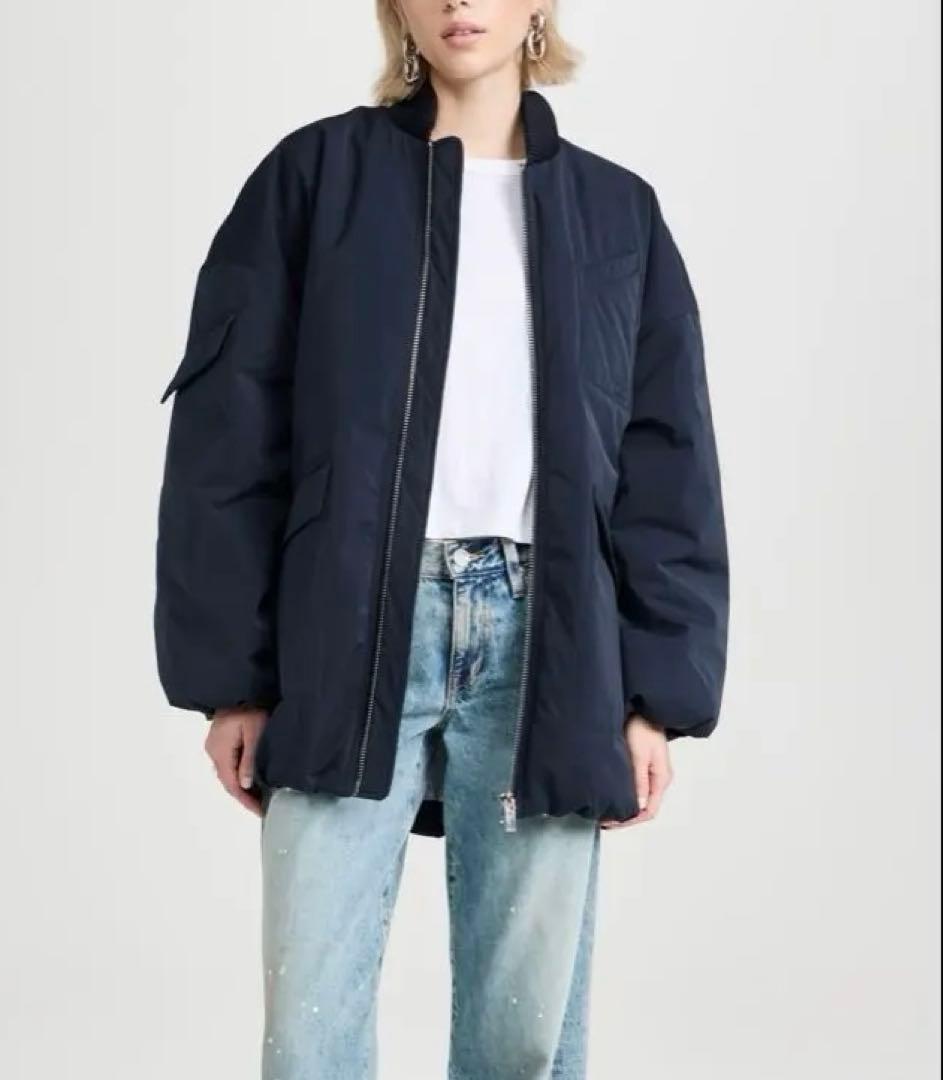 GANNI ネイビー　ボンバー　中綿　MA-1 ジャケット　ブルゾン　XXS