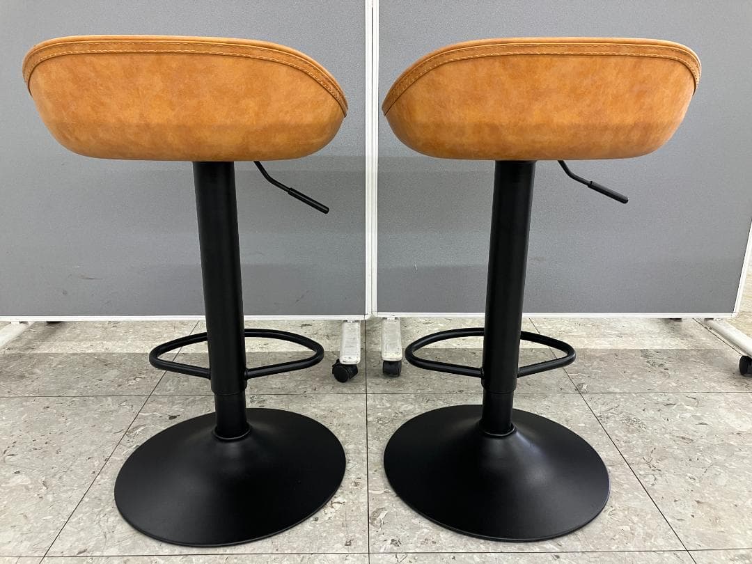 カウンターテーブルセット イス×2 ブラウン