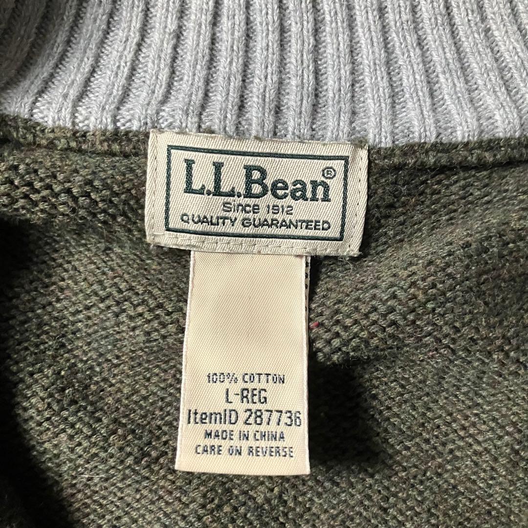 00sLLBeanハーフジップコットンニットオリーブグリーンエルエルビーン