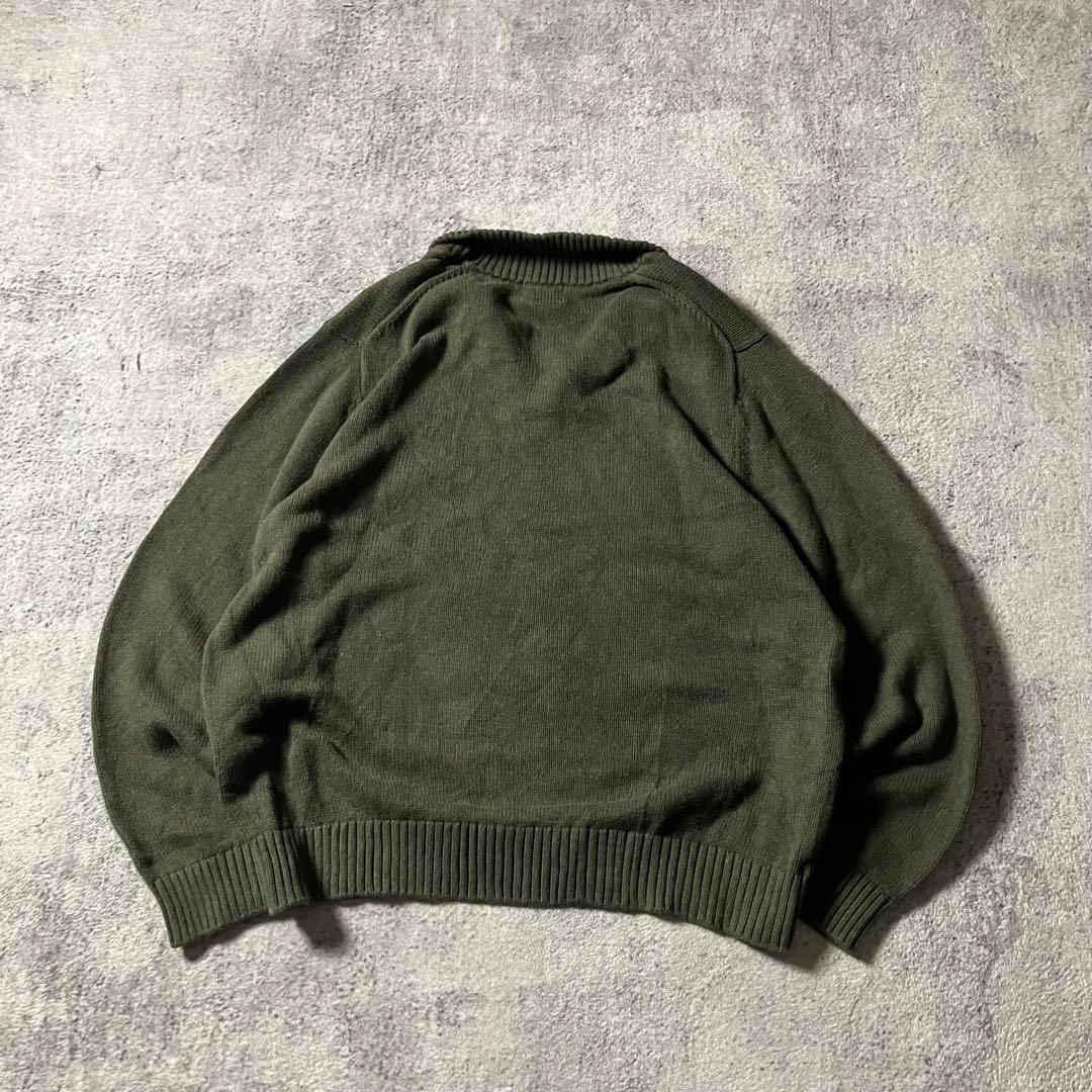 00sLLBeanハーフジップコットンニットオリーブグリーンエルエルビーン