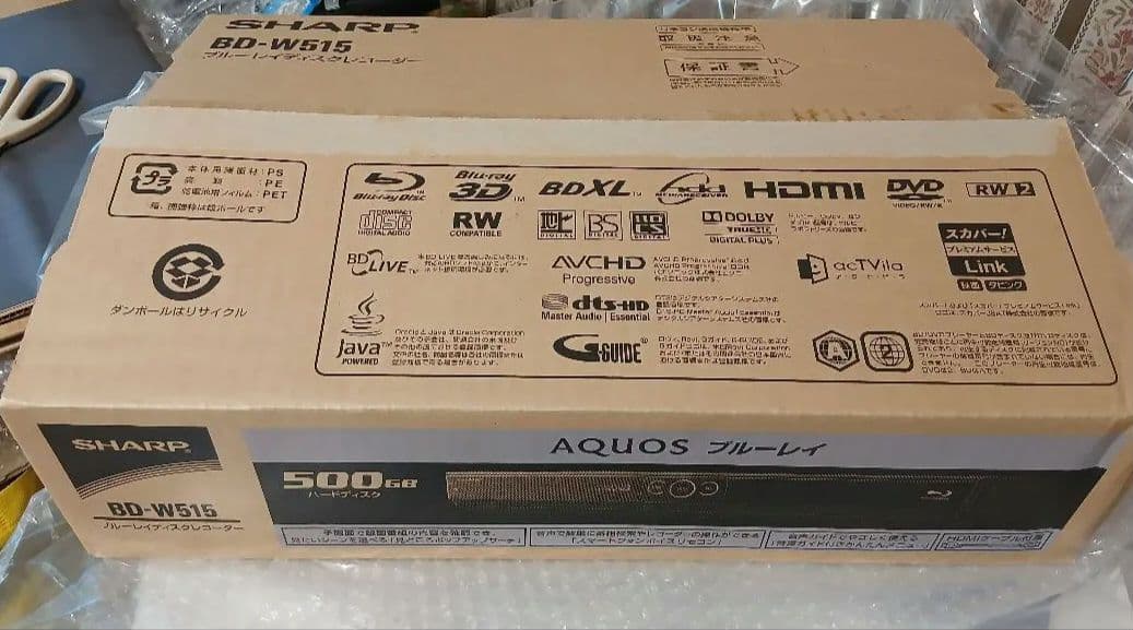 未使用 500GB シャープ AQUOS BD レコーダー☆BD-W515☆