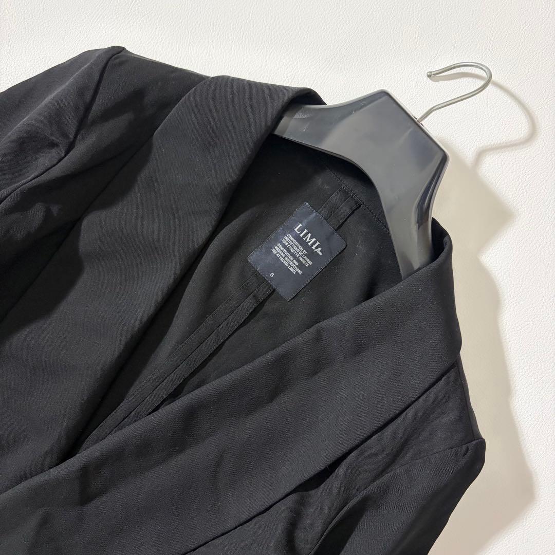 美品 リミフゥ ウールギャバジン ショールカラー テーラードJKT クロップド丈