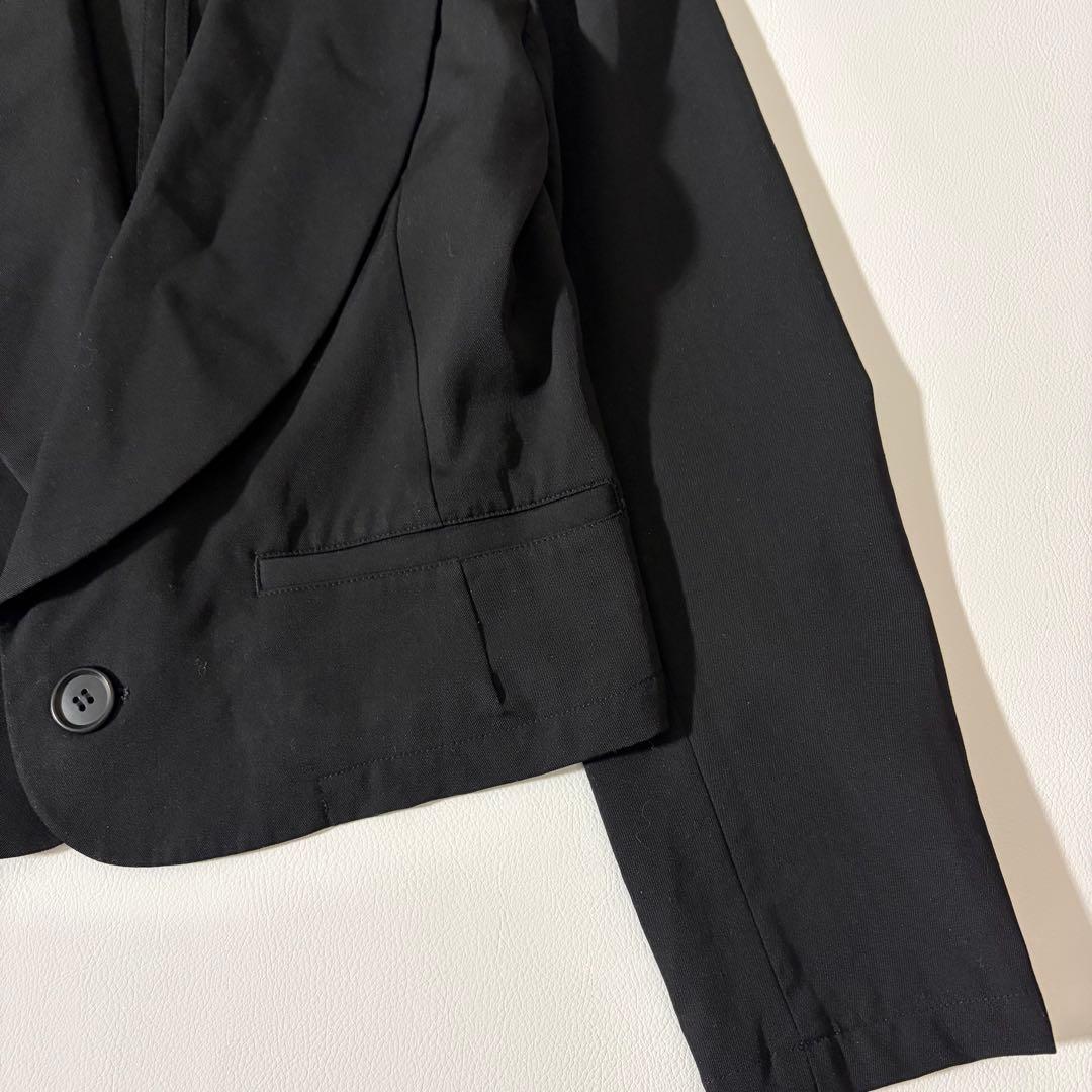 美品 リミフゥ ウールギャバジン ショールカラー テーラードJKT クロップド丈