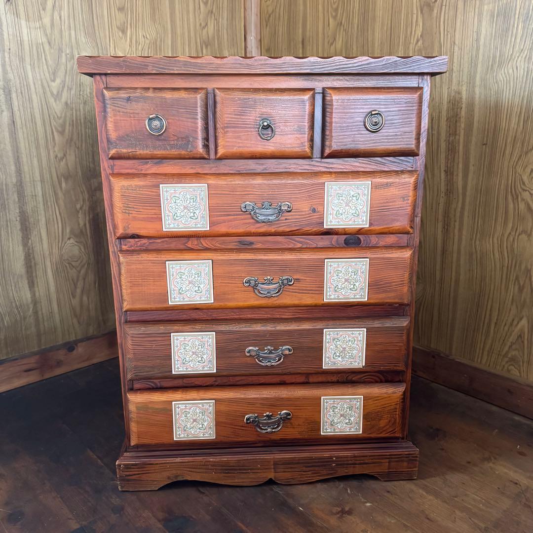 一点限り！ヴィンテージ★バレンシア　4段チェスト　棚　　タイル家具　スパニッシュ