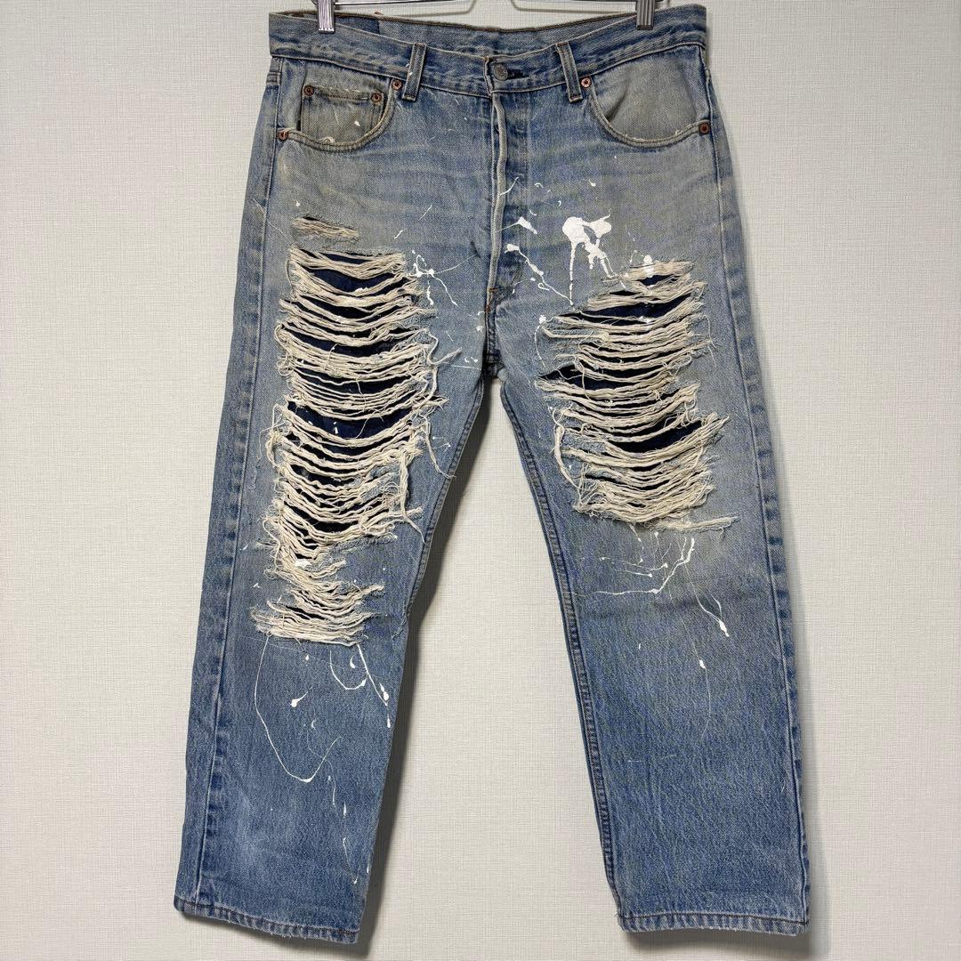 Levi’s クラッシュデニム ペイント加工 W36 L32 グランジ