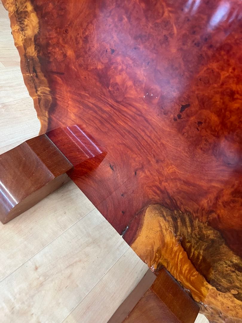 【希少】花梨瘤 衝立 一枚板 天然木　瘤杢 玉杢　光沢あり　スタンド付き